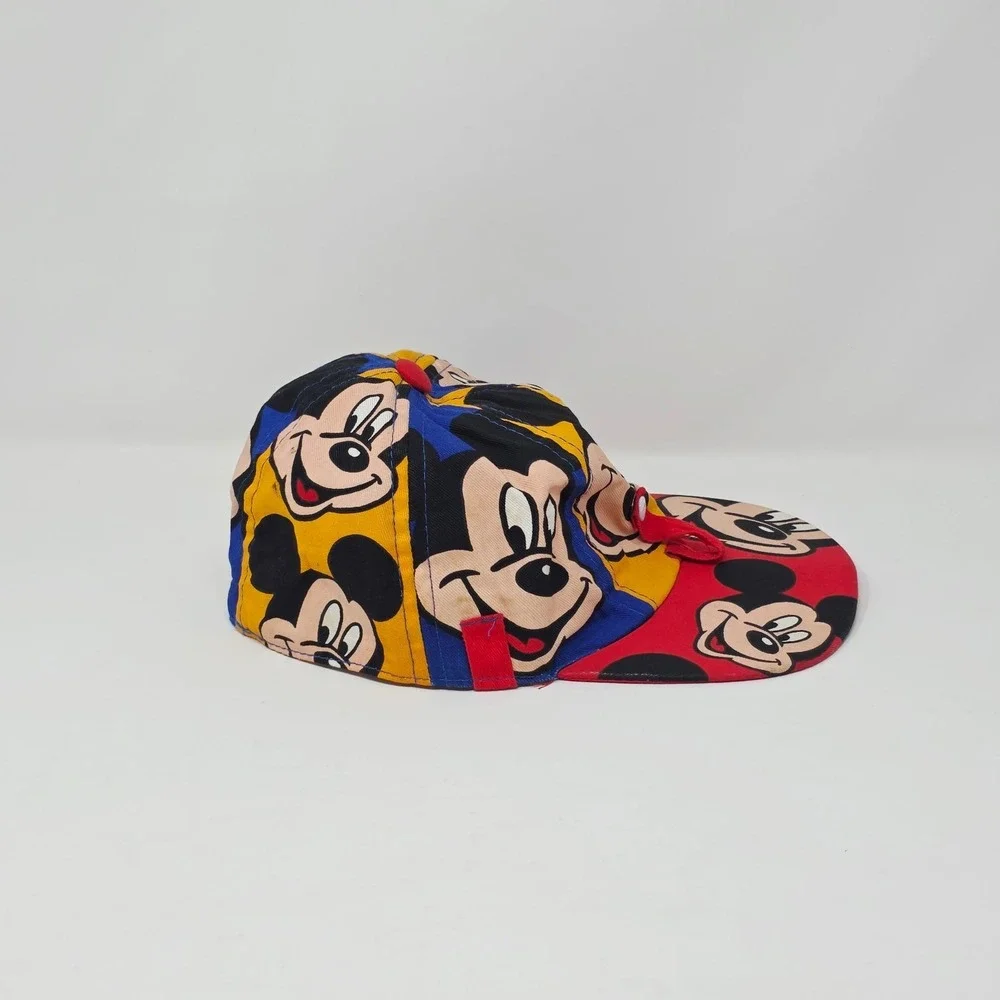 Mickey Mouse Little Kids Hat Cap Stretch Fit Red Blue Yellow Disney AOP Ages 3-7